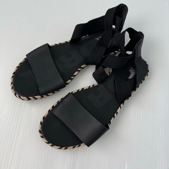 Sorel Ella espadrille ankle strap black sandals size 11 - Picture 2 of 6